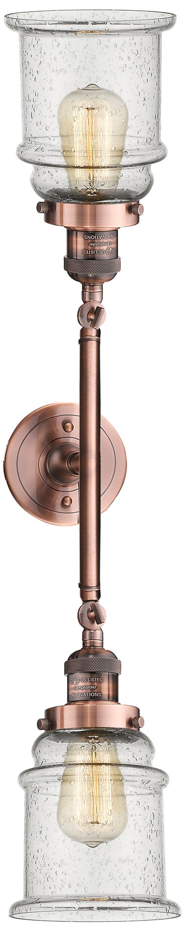 Image 3 Large Canton 17" 2-Light Antique Copper Bath Light w/ Seedy Shade more views