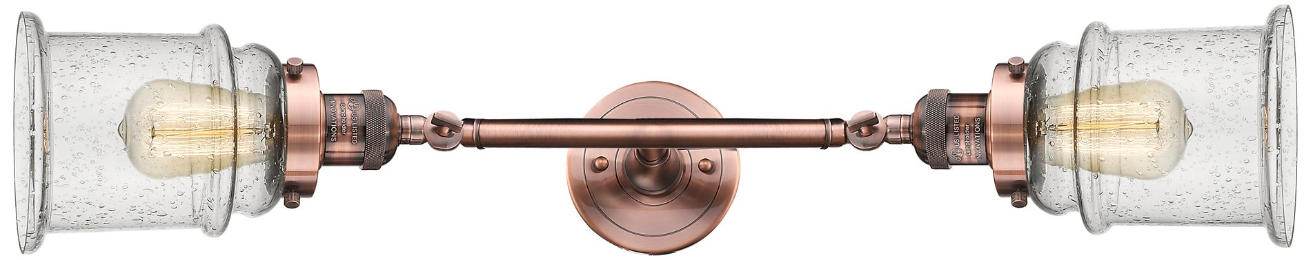 Image 4 Large Canton 17" 2-Light Antique Copper Bath Light w/ Seedy Shade more views