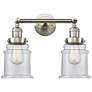 Large Canton 17" 2-Light Brushed Satin Nickel Bath Light w/ Clear Shad