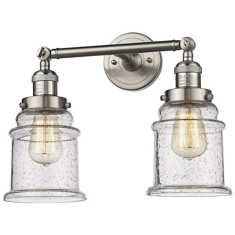 Image 1 Large Canton 17" 2-Light Brushed Satin Nickel Bath Light w/ Seedy Shad