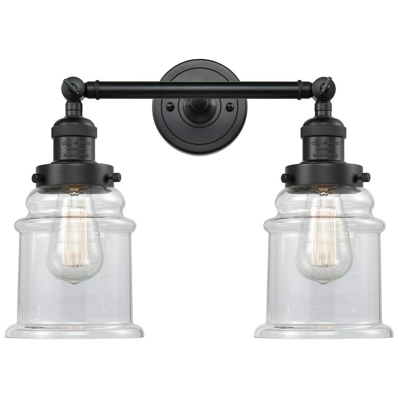 Image 1 Large Canton 17" 2-Light Matte Black Bath Light w/ Clear Shade
