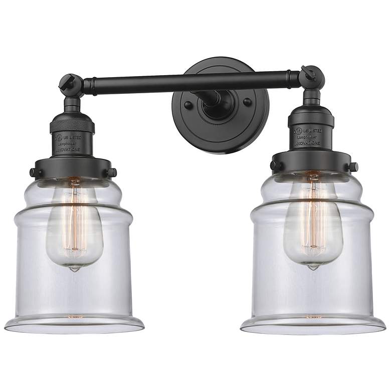 Image 1 Large Canton 17" 2-Light Oil Rubbed Bronze Bath Light w/ Clear Shade