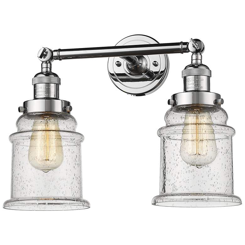 Image 1 Large Canton 17" 2-Light Polished Chrome Bath Light w/ Seedy Shade