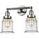 Large Canton 17" 2-Light Polished Nickel Bath Light w/ Seedy Shade