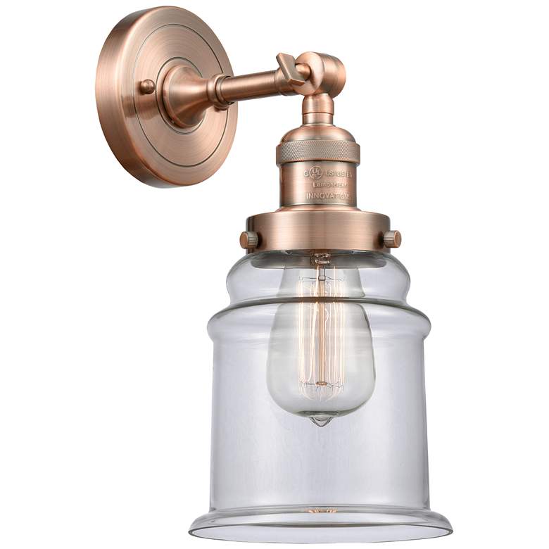 Image 1 Large Canton 7" Antique Copper Sconce w/ Clear Shade