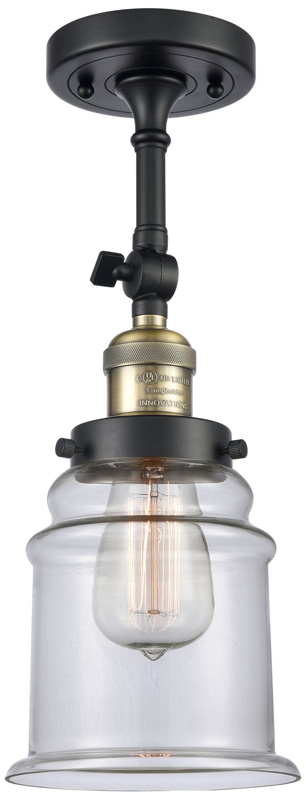 Image 4 Large Canton 7" Black Antique Brass Sconce w/ Clear Shade more views