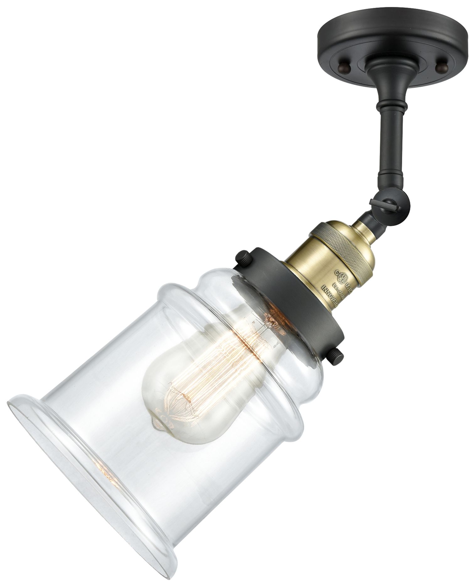 Image 5 Large Canton 7" Black Antique Brass Sconce w/ Clear Shade more views