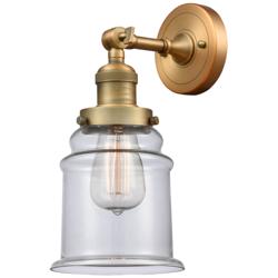 Large Canton 7" Brushed Brass Sconce w/ Clear Shade