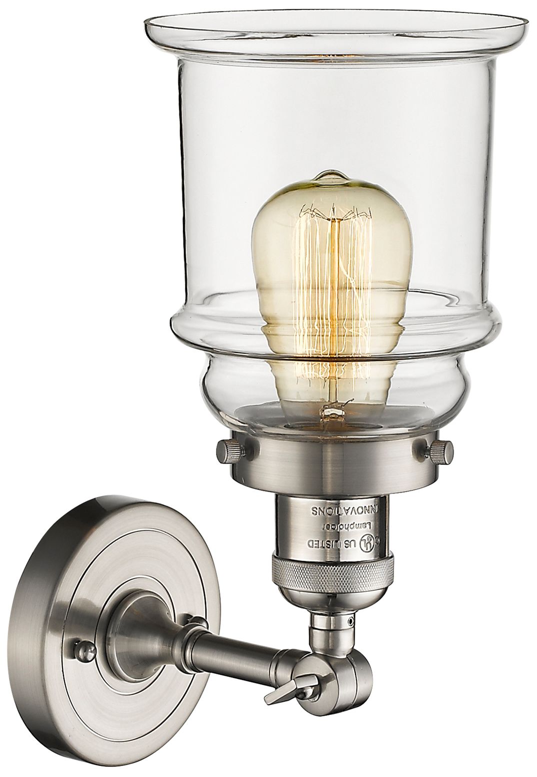 Image 3 Large Canton 7" Brushed Satin Nickel Sconce w/ Clear Shade more views