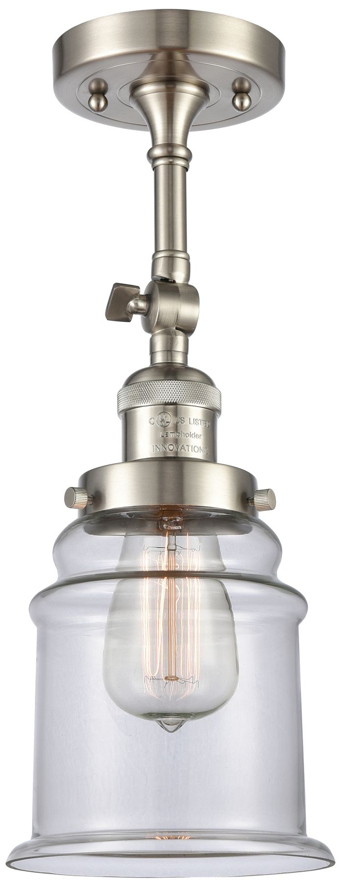 Image 5 Large Canton 7" Brushed Satin Nickel Sconce w/ Clear Shade more views