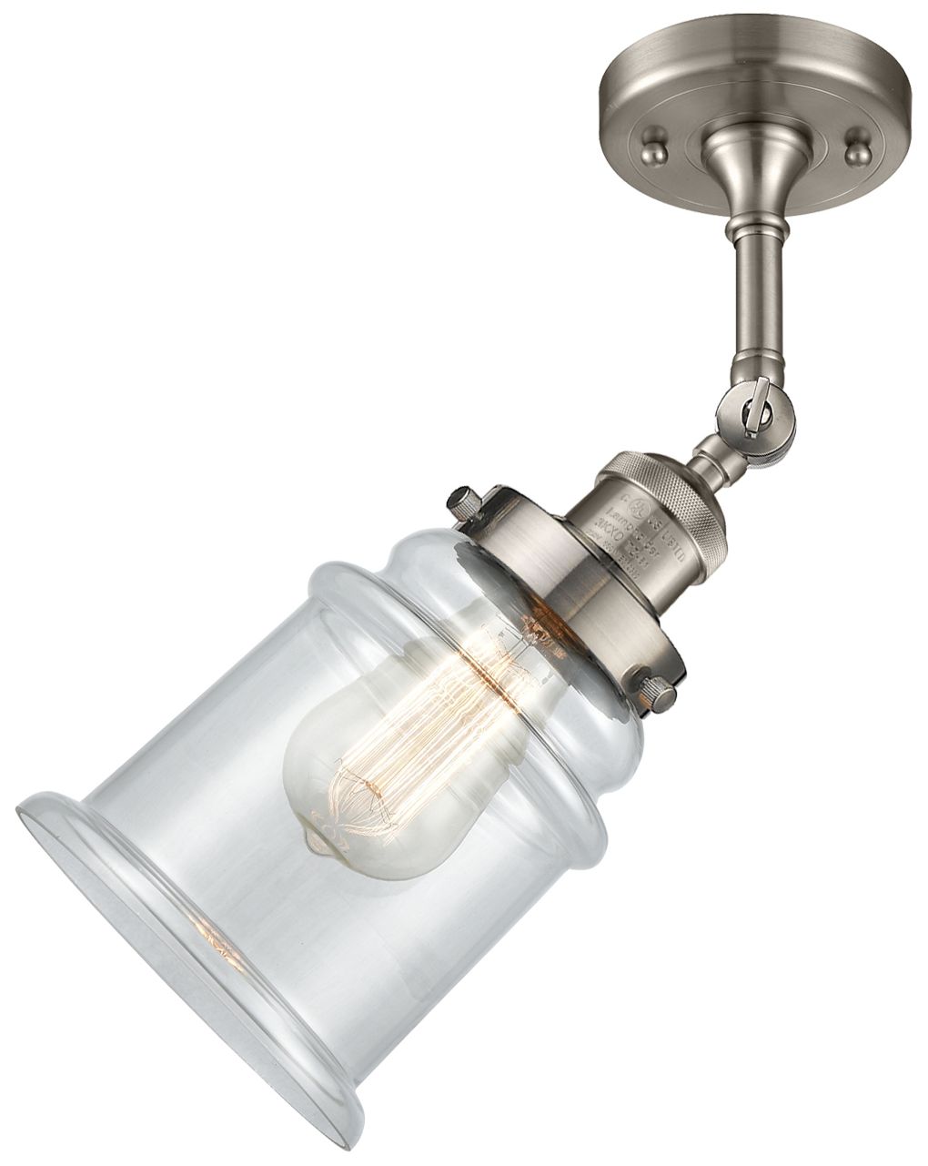 Image 6 Large Canton 7" Brushed Satin Nickel Sconce w/ Clear Shade more views