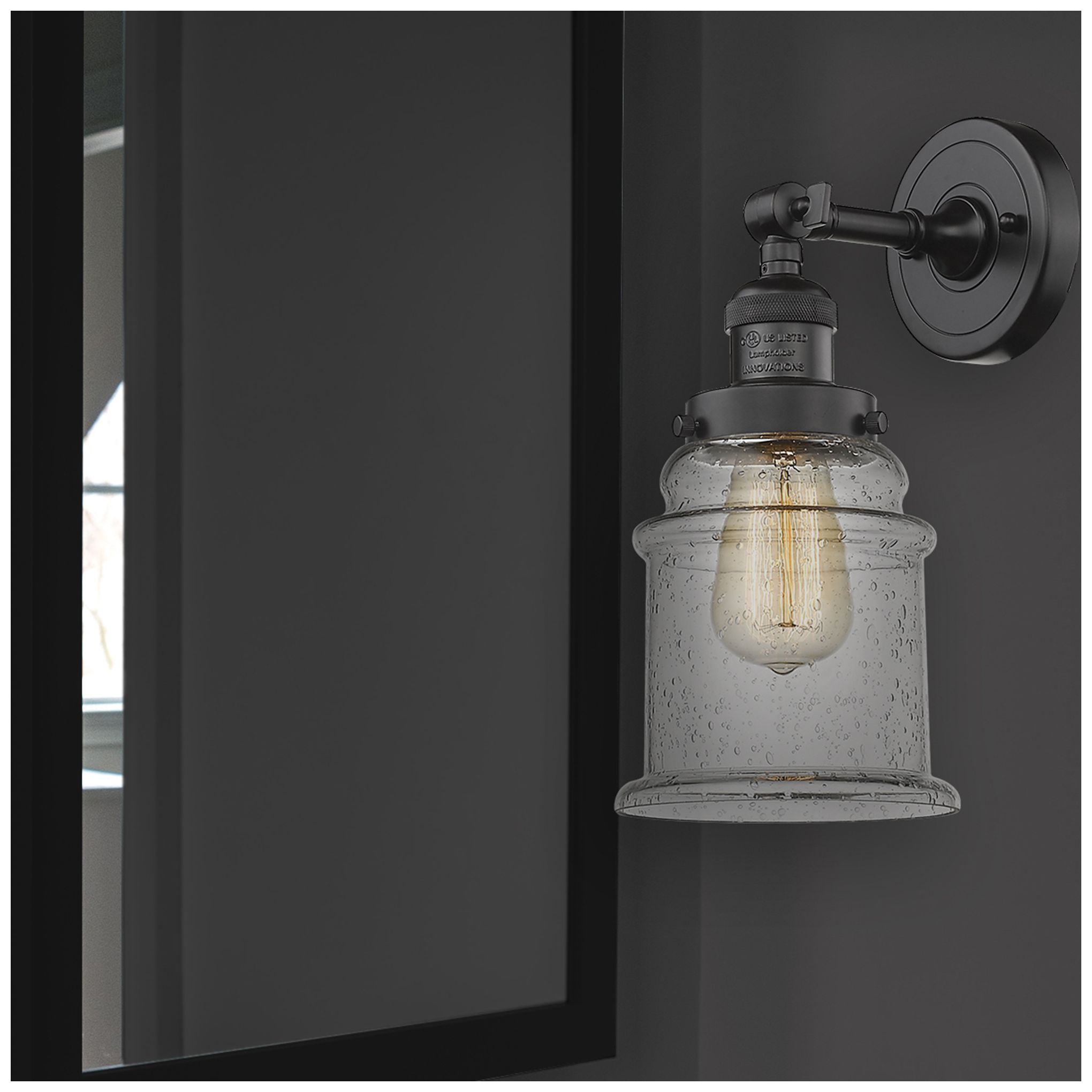 Image 6 Large Canton 7" Oil Rubbed Bronze Sconce w/ Seedy Shade more views