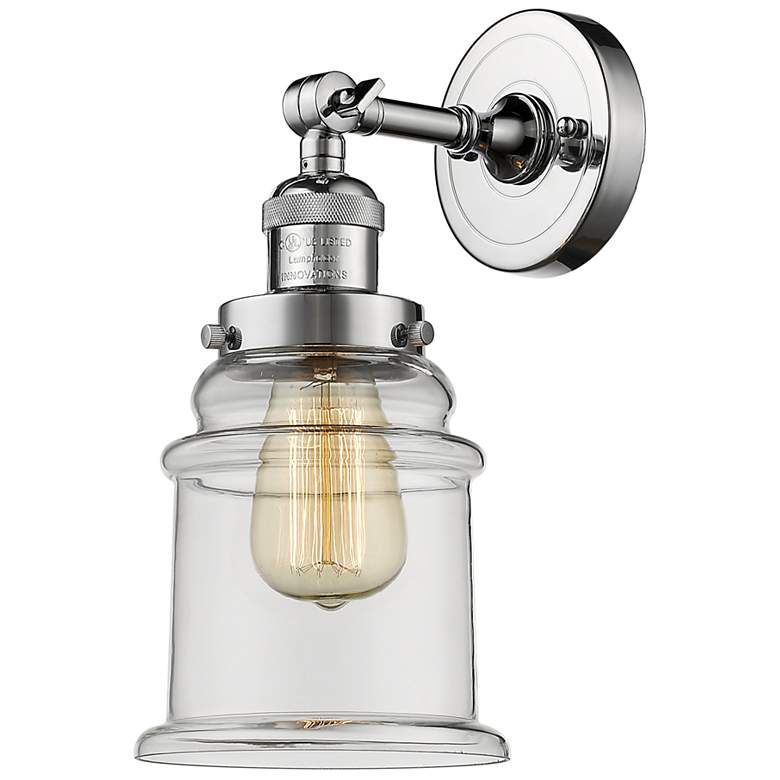 Image 1 Large Canton 7" Polished Chrome Sconce w/ Clear Shade