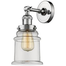 Large Canton 7" Polished Chrome Sconce w/ Clear Shade