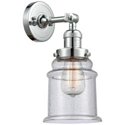 Large Canton 7" Polished Chrome Sconce w/ Seedy Shade