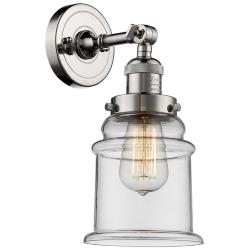 Large Canton 7" Polished Nickel Sconce w/ Clear Shade