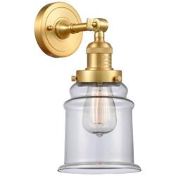 Large Canton 7" Satin Gold Sconce w/ Clear Shade