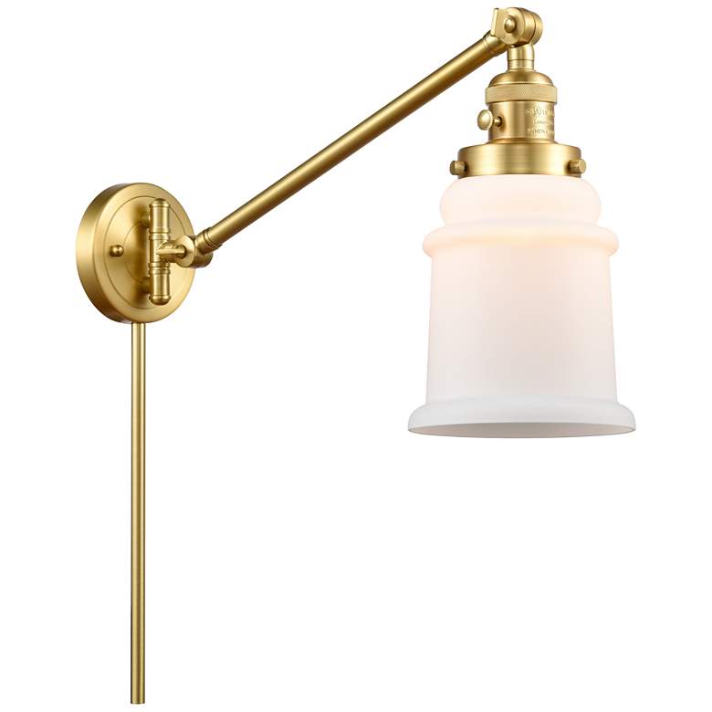 Image 1 Large Canton 8" Satin Gold Swing Arm w/ Matte White Shade