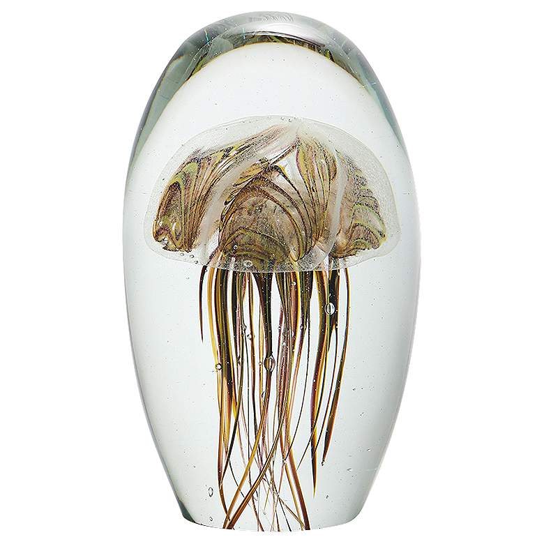 Image 1 Large Cappuccino Glow 6 1/2 inch High Jellyfish Figurine