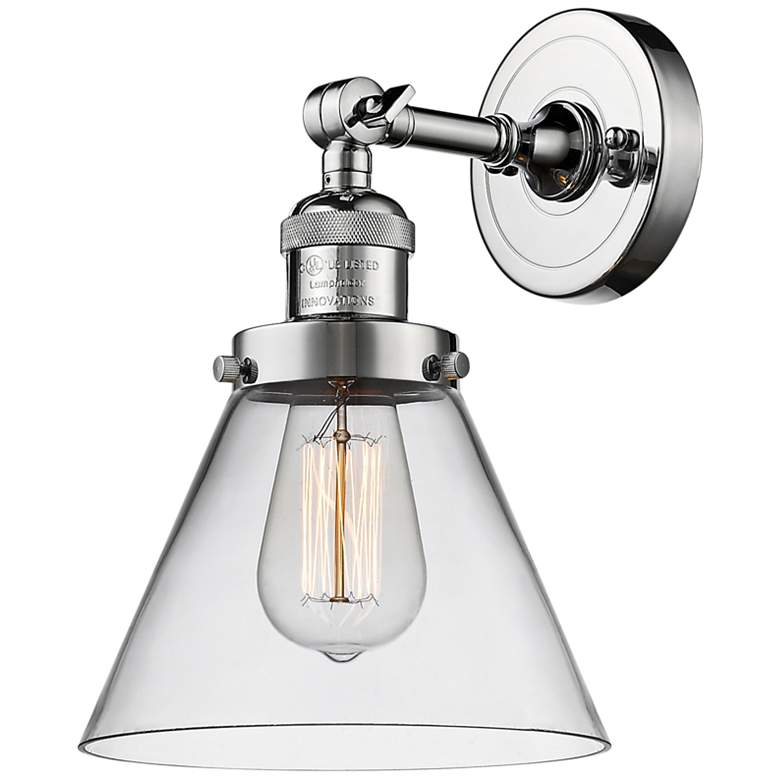 Image 2 Large Cone 10" High Polished Chrome Adjustable Wall Sconce