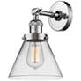 Large Cone 10" High Polished Chrome Adjustable Wall Sconce