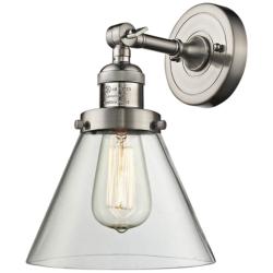 Large Cone 10&quot;H Satin Brushed Nickel Adjustable Wall Sconce