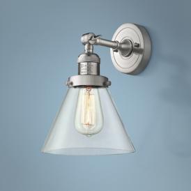 Large Cone 10"H Satin Brushed Nickel Adjustable Wall Sconce Large Cone 10"H Satin Brushed Nickel Adjustable Wall Sconce