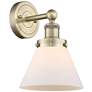 Large Cone 11.5"High Antique Brass Sconce With Matte White Shade