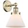 Large Cone 11.5"High Antique Brass Sconce With Matte White Shade