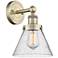 Large Cone 11.5"High Antique Brass Sconce With Seedy Shade
