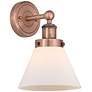 1_Large Cone 11.5"High Antique Copper Sconce With Matte White Shade