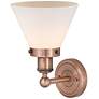3_Large Cone 11.5"High Antique Copper Sconce With Matte White Shade more views