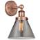Large Cone 11.5"High Antique Copper Sconce With Plated Smoke Shade