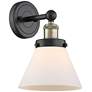 Large Cone 11.5"High Black Antique Brass Sconce With Matte White Shade