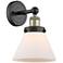 Large Cone 11.5"High Black Antique Brass Sconce With Matte White Shade