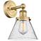Large Cone 11.5"High Brushed Brass Sconce With Seedy Shade