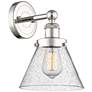 Large Cone 11.5"High Polished Nickel Sconce With Seedy Shade