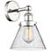 Large Cone 11.5"High Polished Nickel Sconce With Seedy Shade