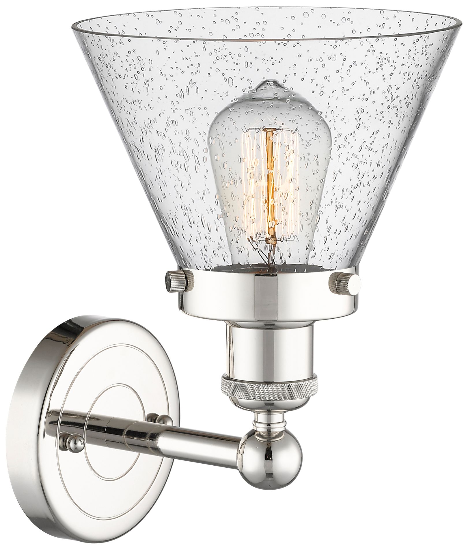 Image 2 Large Cone 11.5"High Polished Nickel Sconce With Seedy Shade more views