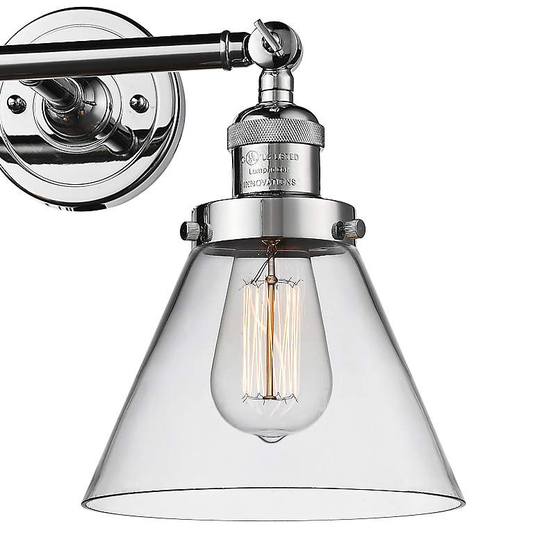 Image 3 Large Cone 11" High Chrome 2-Light Adjustable Wall Sconce more views