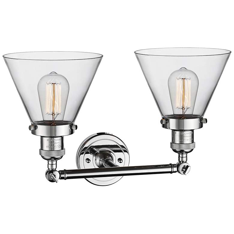 Image 4 Large Cone 11" High Chrome 2-Light Adjustable Wall Sconce more views