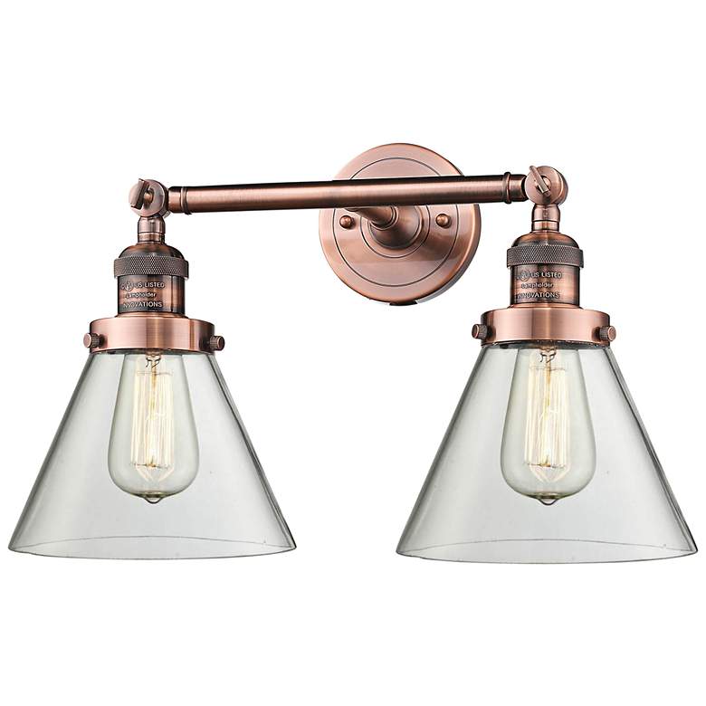 Image 2 Large Cone 11 inch High Copper 2-Light Adjustable Wall Sconce