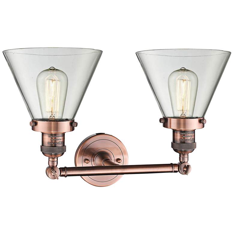 Image 4 Large Cone 11 inch High Copper 2-Light Adjustable Wall Sconce more views