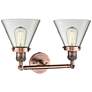 Large Cone 11" High Copper 2-Light Adjustable Wall Sconce