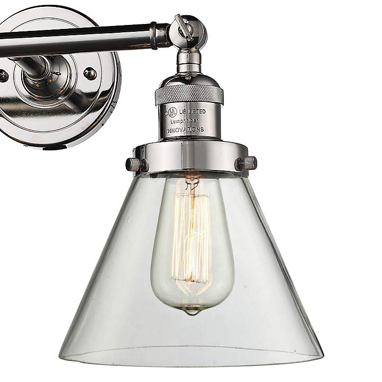 Image 2 Large Cone 11" High Nickel 2-Light Adjustable Wall Sconce more views