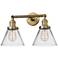 Large Cone 11"H Brushed Brass 2-Light Adjustable Wall Sconce