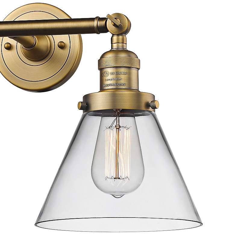 Image 3 Large Cone 11 inchH Brushed Brass 2-Light Adjustable Wall Sconce more views