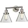 Large Cone 11"H Satin Nickel 2-Light Adjustable Wall Sconce