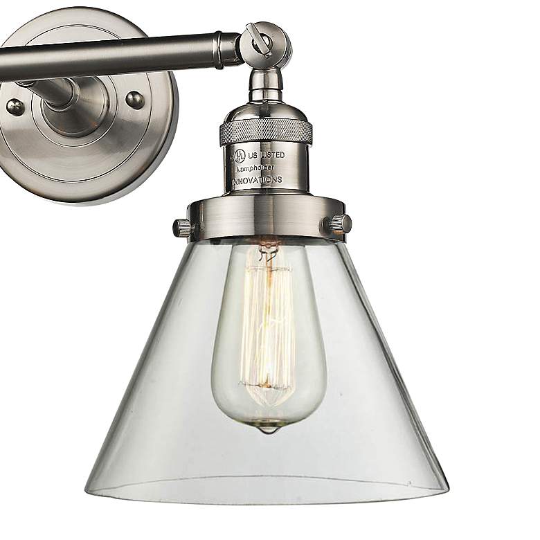 Image 3 Large Cone 11"H Satin Nickel 2-Light Adjustable Wall Sconce more views