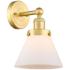Large Cone 2.25" High Satin Gold Sconce With Matte White Shade